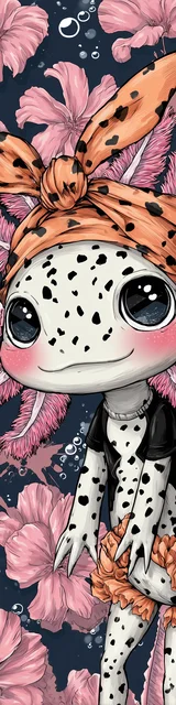 Free kawaii axolotl bookmark featuring a freckled kawaii axolotl